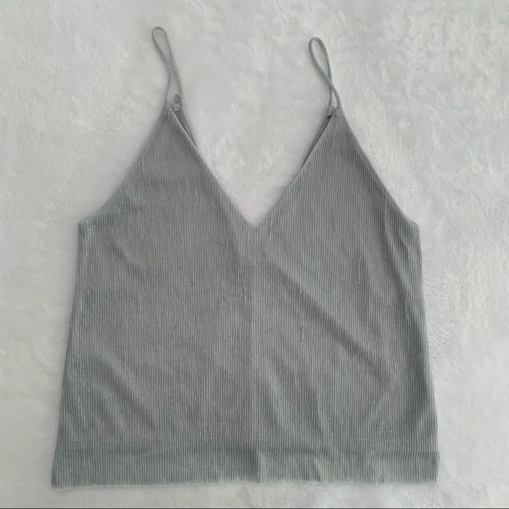 Zara Silver Spaghetti String Blouse Size Large